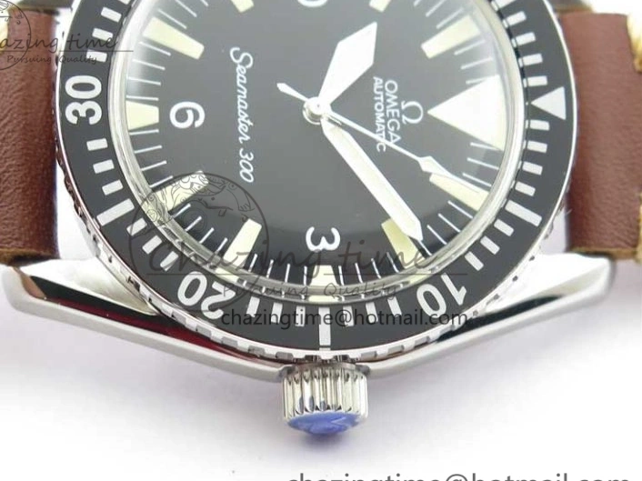 0117 Vintage Seamaster 300 No Date SS B12 Black Dial On Brown Leather Strap A2836 (Free Nylon Strap) Comfortable 7912